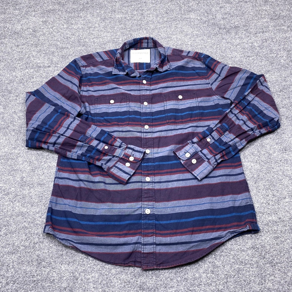 Aeropostale Shirt Mens Medium Blue Striped Long Sleeve Button Casual Everyday